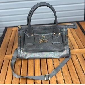 Juicy Couture Metallic Gray Snakeskin Pattern Handbag with Strap